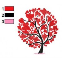 Hearts Tree Embroidery Design